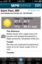 Sample iphone weather page
