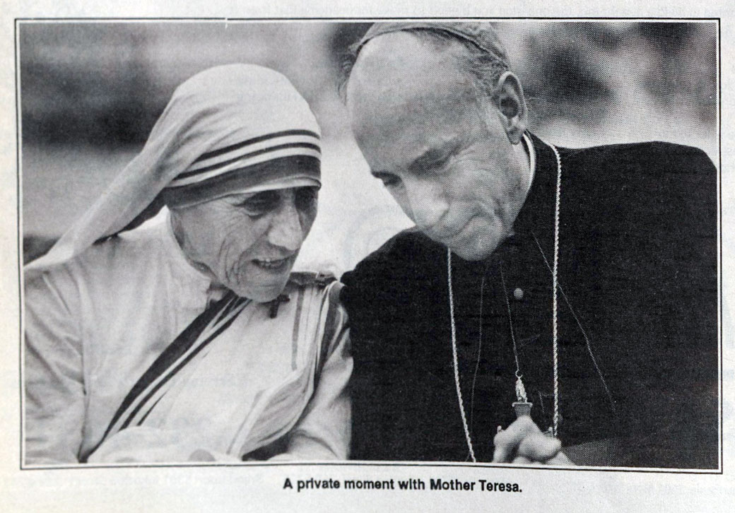 As bishop of Lafayette, Flynn hosted Mother Teresa at the Cajundome.
