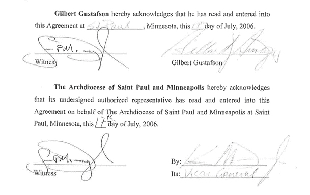 The Rev. Kevin McDonough signed a 2006 agreement with the Rev. Gilbert Gustafson, who had pleaded guilty in 1983 to sexually abusing a child.