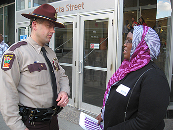 Asma Adam and Lt. Eric Roeske