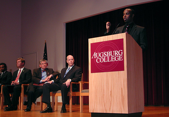 Joog co-founder AbdiFatah Farah makes comments after receiving the FBI's DCL Award