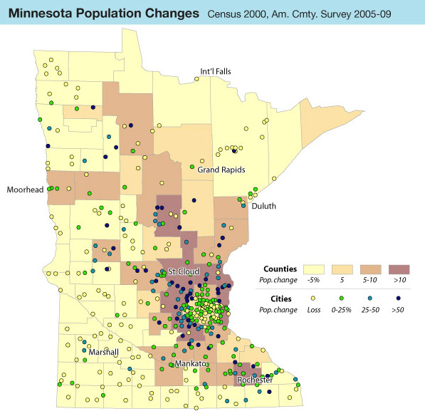 changes in Minnesota population ACS data