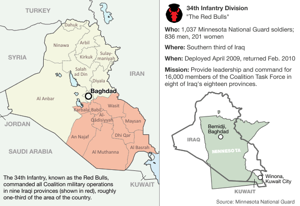 Map of Red Bulls deployment in Iraq